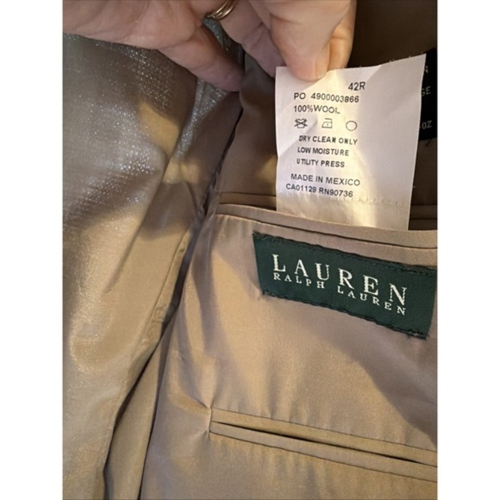 Ralph Lauren 42R Houndstooth Sport Coat - Blazer - Tan, Dark Brown     ‎  4039 - Picture 8 of 16
